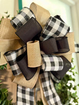 Black & White Buffalo Plaid Bow