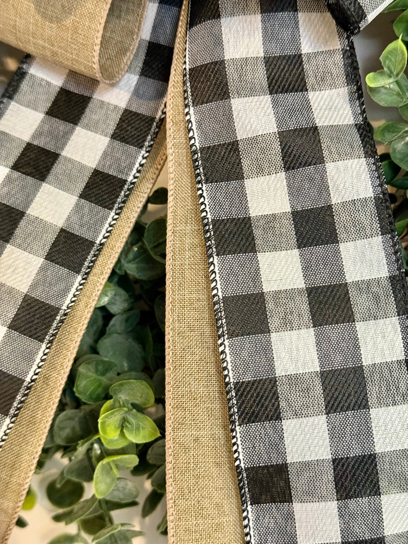 Black & White Buffalo Plaid Bow