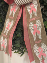 Angel Wings Breast Cancer Awareness Bow - Emerald's Avenue