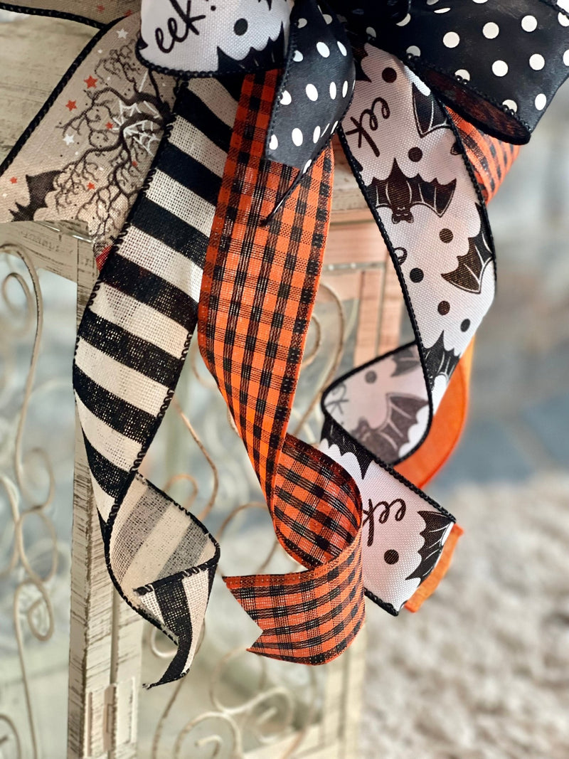 Bats & Pumpkins Halloween Lantern Bow - Emerald's Avenue