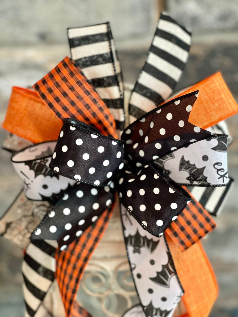 Bats & Pumpkins Halloween Lantern Bow - Emerald's Avenue