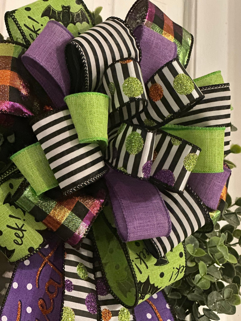 Beetlejuice Inspired Halloween Bow - Emerald's Avenue