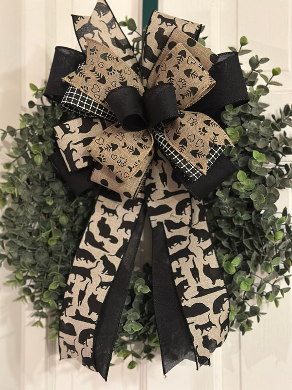 Black & Beige Cat Lovers Bow - Emerald's Avenue