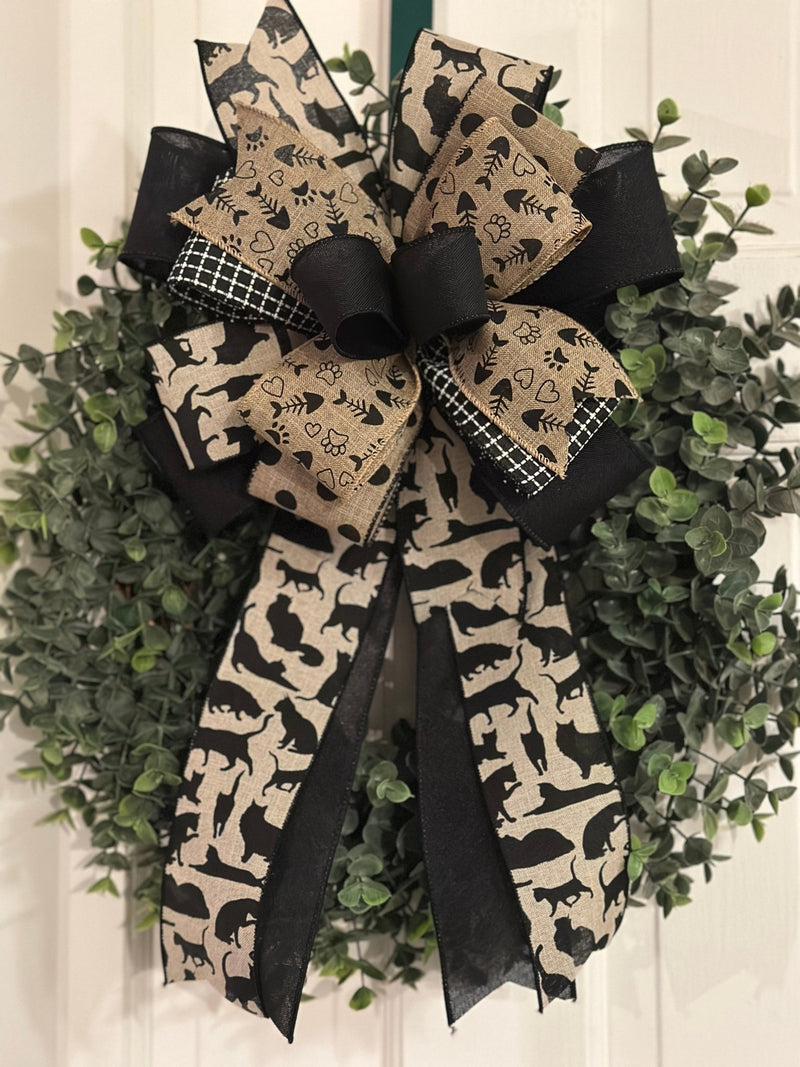 Black & Beige Cat Lovers Bow - Emerald's Avenue