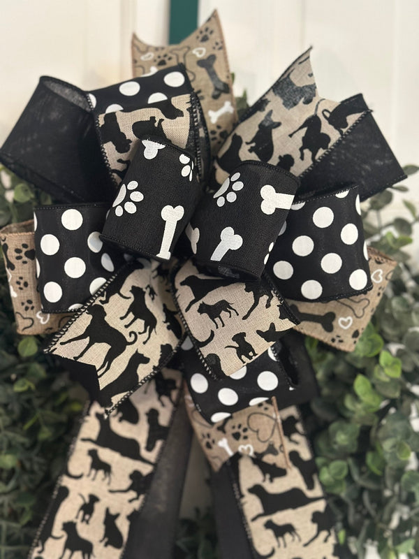 Black & Beige Dog Lovers Bow - Emerald's Avenue