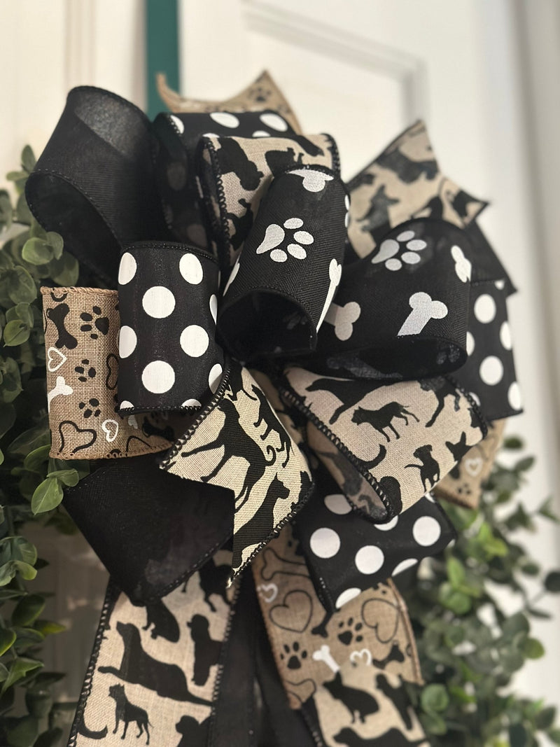 Black & Beige Dog Lovers Bow - Emerald's Avenue