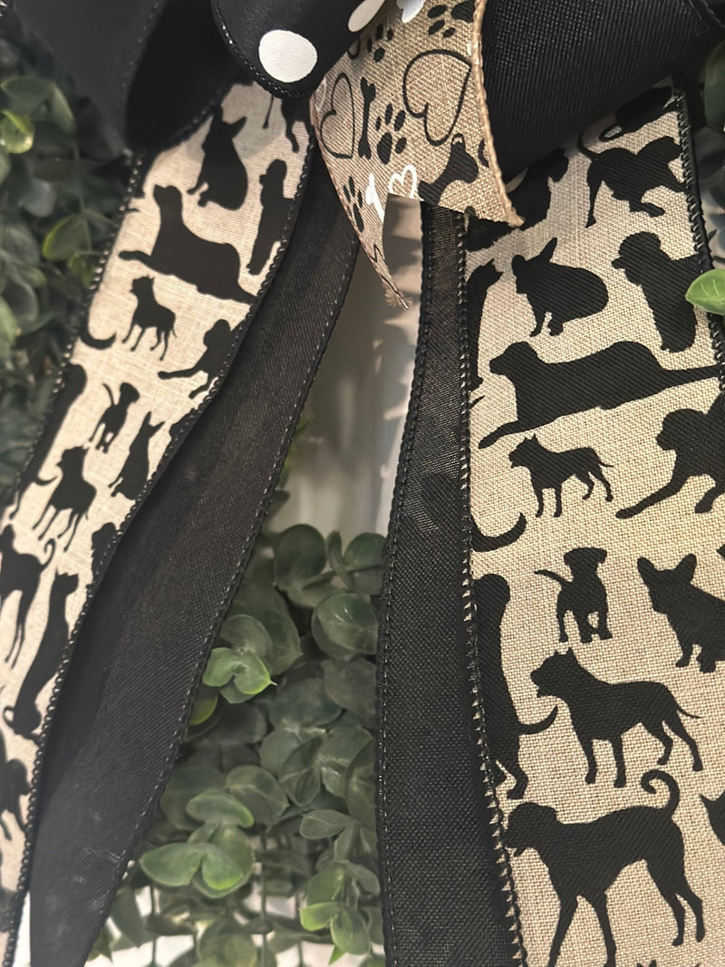 Black & Beige Dog Lovers Bow - Emerald's Avenue