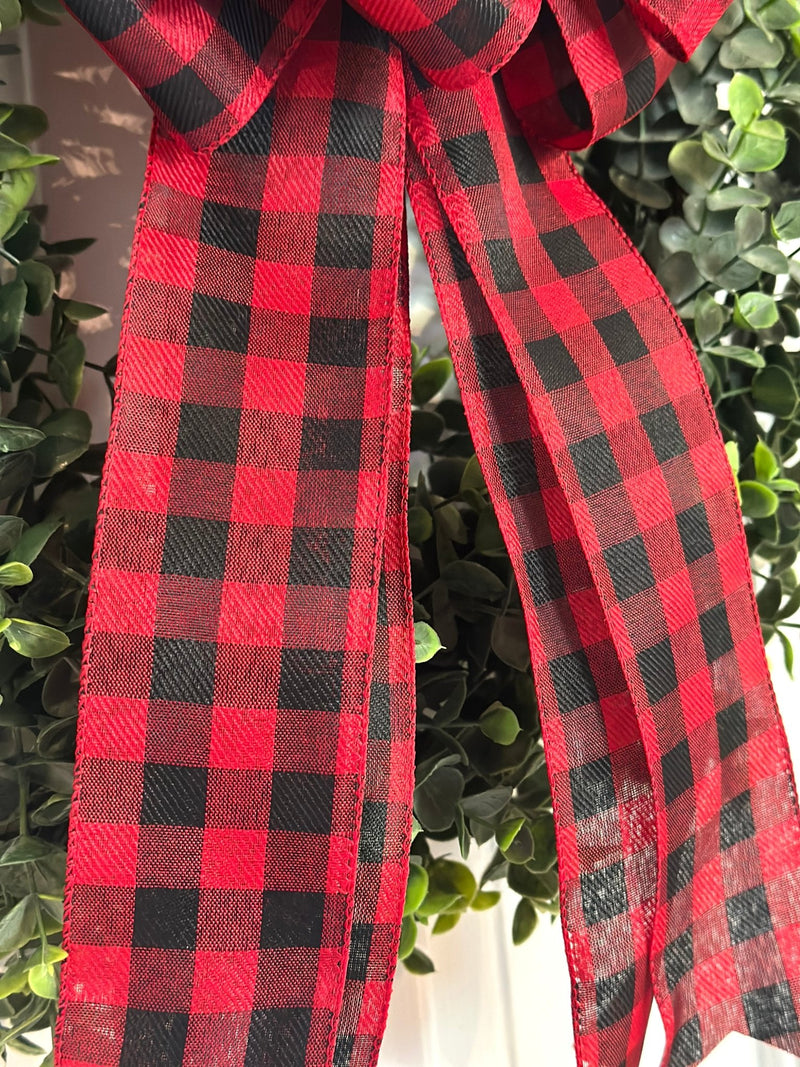 Black & Red Buffalo Plaid Christmas Bow - Emerald's Avenue