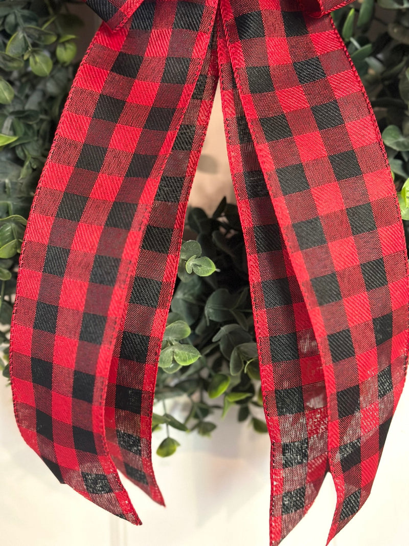 Black & Red Buffalo Plaid Christmas Bow - Emerald's Avenue