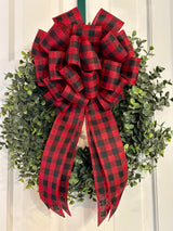 Black & Red Buffalo Plaid Christmas Bow - Emerald's Avenue