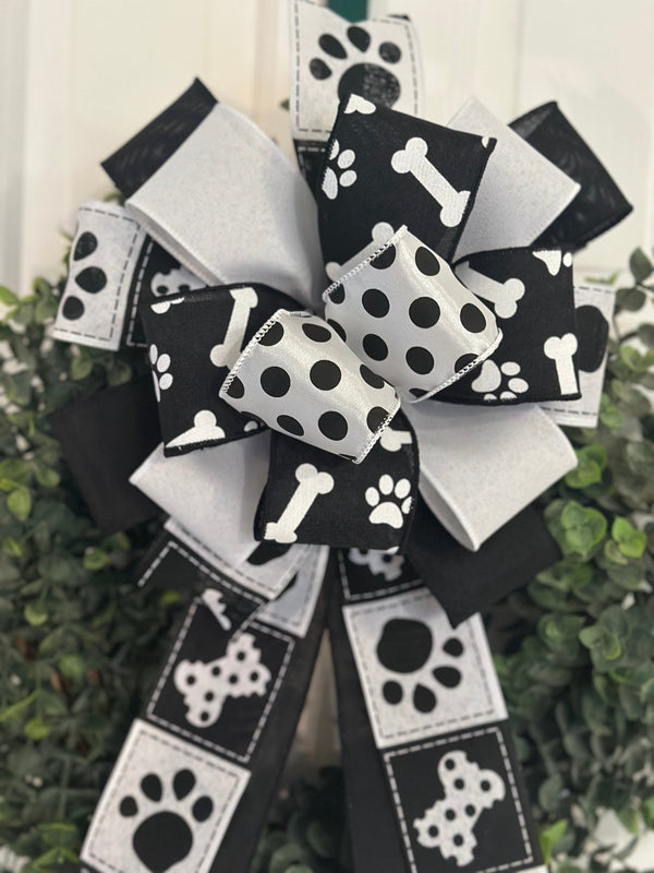 Black & White Dog Lovers Bow - Emerald's Avenue