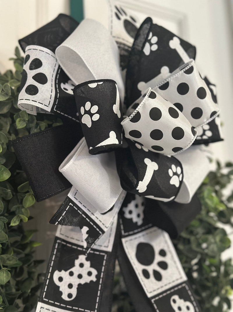 Black & White Dog Lovers Bow - Emerald's Avenue