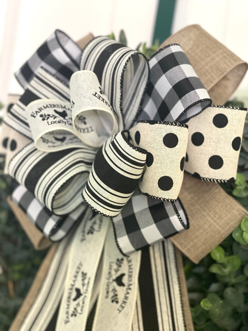 Black & White Farmhouse Bow - Emerald's Avenue