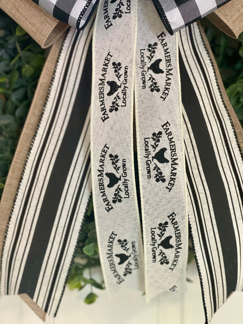 Black & White Farmhouse Bow - Emerald's Avenue