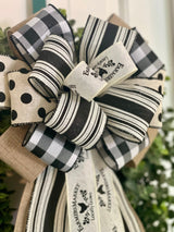 Black & White Farmhouse Bow - Emerald's Avenue