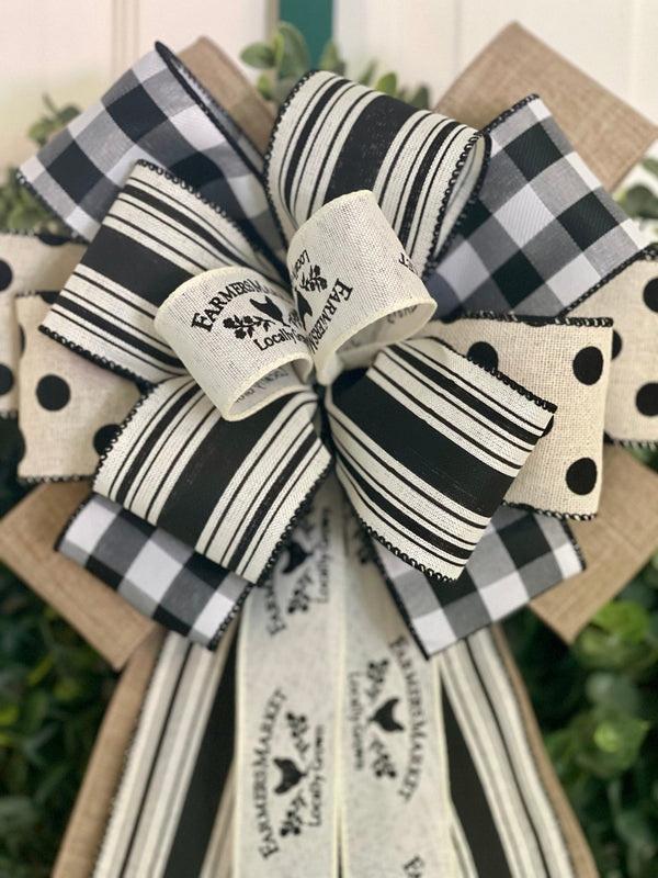 Black & White Farmhouse Bow - Emerald's Avenue