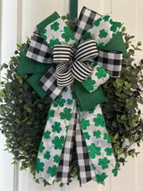 Black, White & Green St. Patrick's Day Bow - Emerald's Avenue