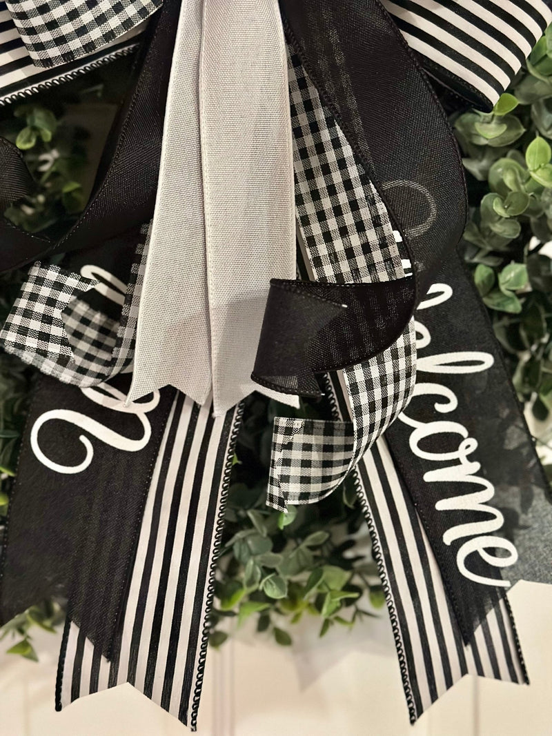 Black & White Welcome Bow - Emerald's Avenue