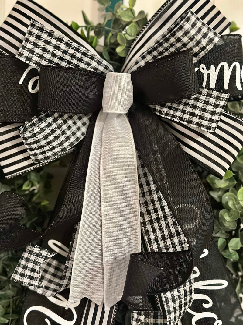 Black & White Welcome Bow - Emerald's Avenue