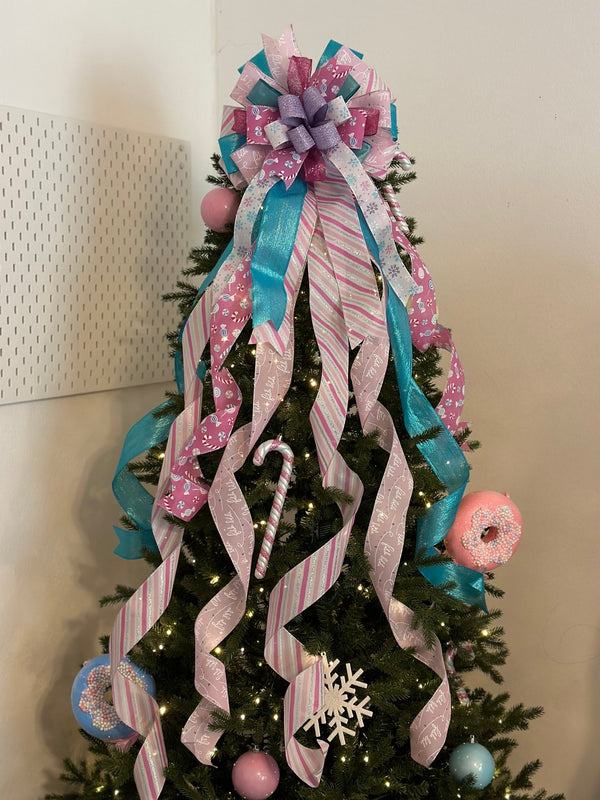 Candy Land Christmas Tree Topper Bow - Emerald's Avenue