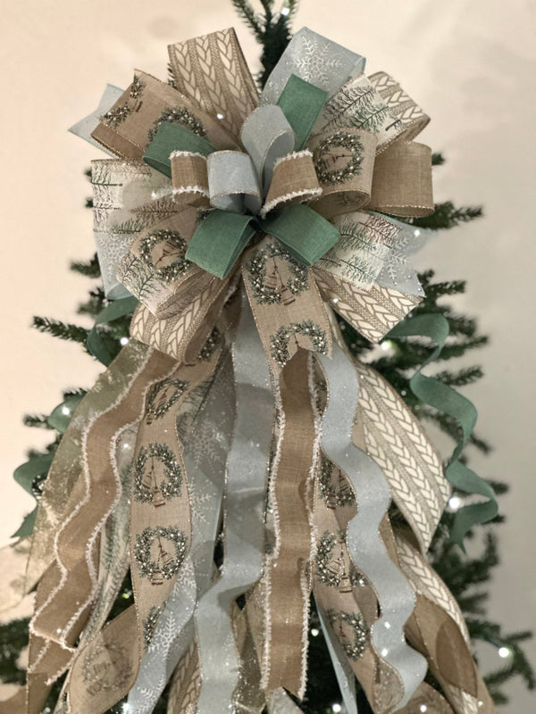 Christmas Bells Tree Topper Bow - Emerald's Avenue