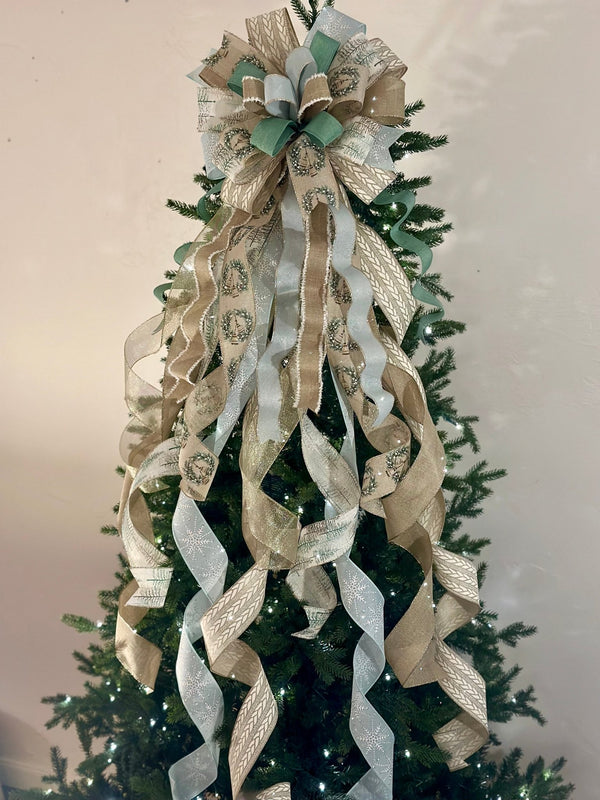 Christmas Bells Tree Topper Bow - Emerald's Avenue