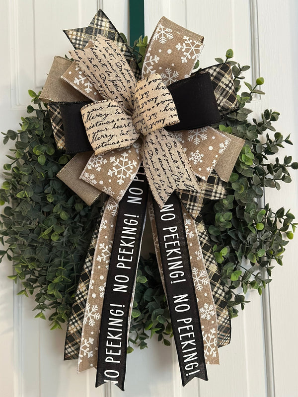 Christmas Script, Snowflakes & No Peeking Bow - Emerald's Avenue