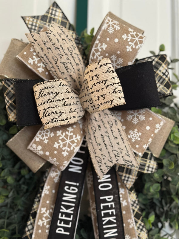 Christmas Script, Snowflakes & No Peeking Bow - Emerald's Avenue