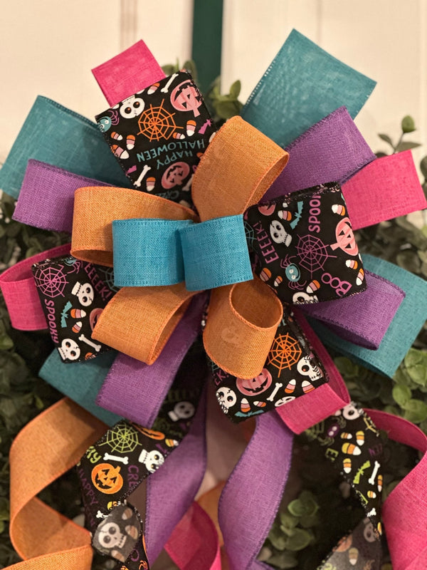 Colorful Happy Halloween Bow - Emerald's Avenue