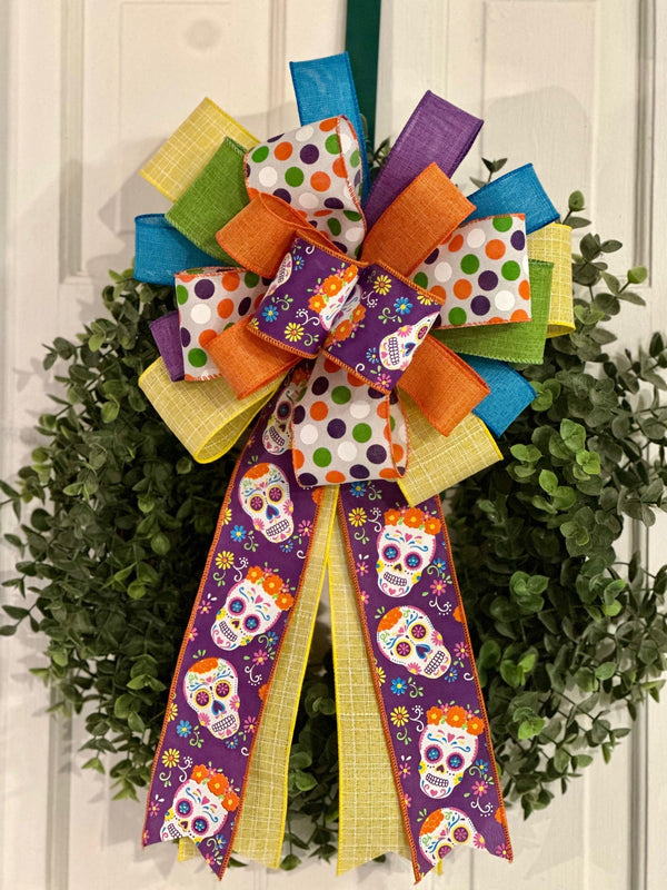 Dia De Los Muertos Halloween Bow - Emerald's Avenue