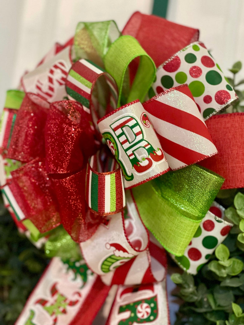 Elf Inspired Merry Christmas Bow - Emerald's Avenue