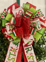 Elf Inspired Merry Christmas Bow - Emerald's Avenue