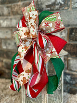 Gingerbread & Candy Cane Christmas Lantern Bow - Emerald's Avenue