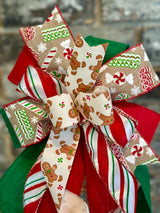 Gingerbread & Candy Cane Christmas Lantern Bow - Emerald's Avenue