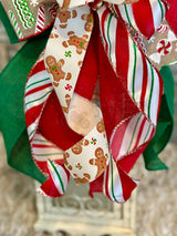 Gingerbread & Candy Cane Christmas Lantern Bow - Emerald's Avenue