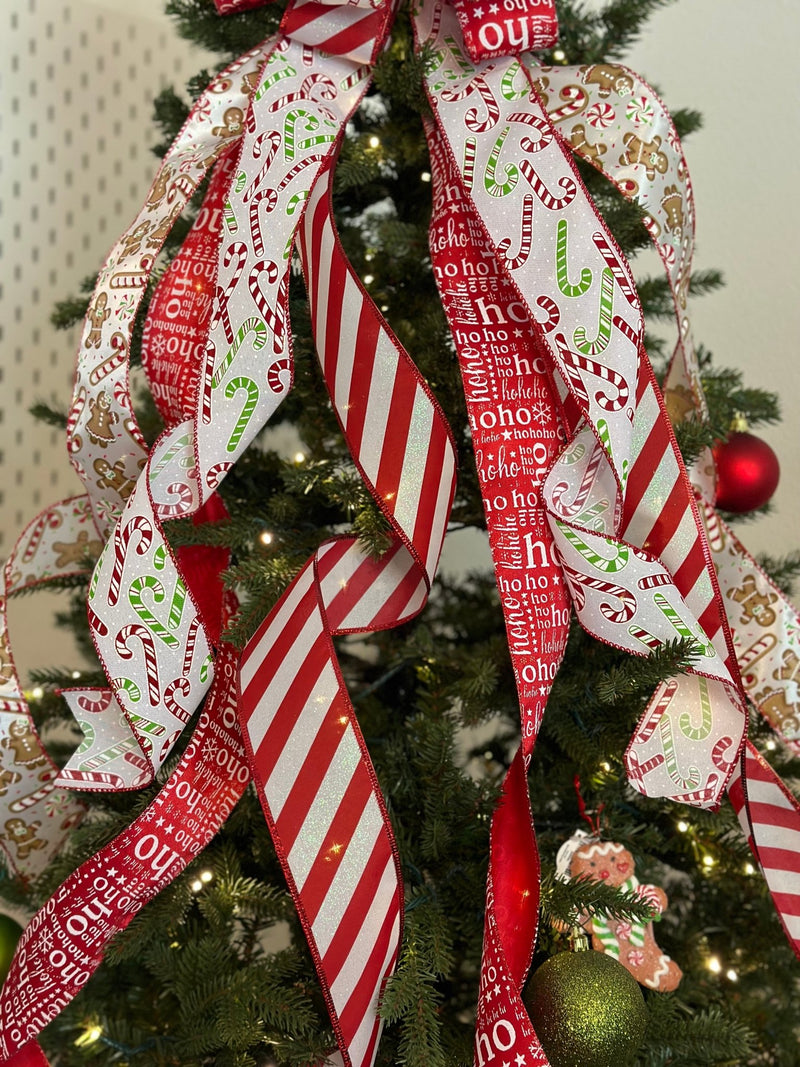 Gingerbread Lane Christmas Tree Topper Bow - Emerald's Avenue