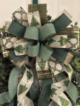 Green & Gold Christmas Trees Bow - Emerald's Avenue