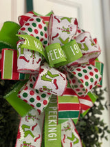 Green Monster Legs & "No Peeking" Christmas Bow - Emerald's Avenue