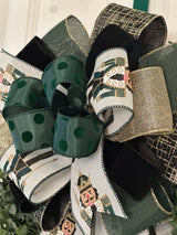 Green Velvet Nutcracker Christmas Bow - Emerald's Avenue