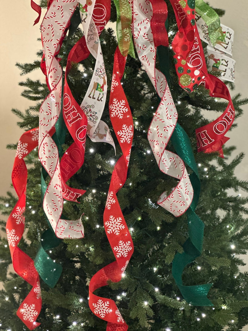 Ho Ho Ho Christmas Tree Topper Bow - Emerald's Avenue