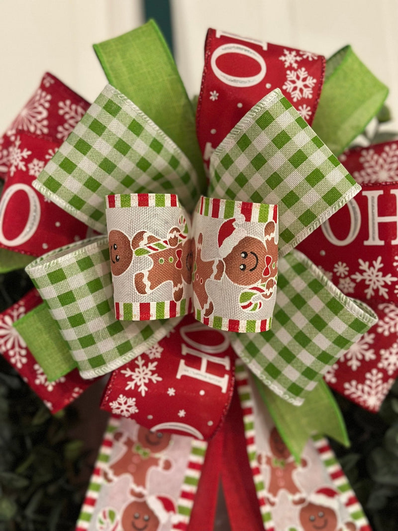 Ho - Ho - Ho Gingerbread Cookies Christmas Bow - Emerald's Avenue