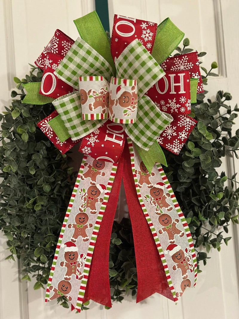 Ho - Ho - Ho Gingerbread Cookies Christmas Bow - Emerald's Avenue