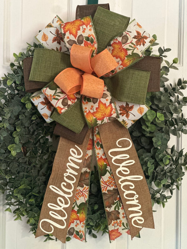 Leaves & Acorns, Welcome Fall Bow - Emerald's Avenue