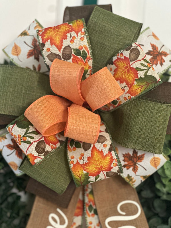 Leaves & Acorns, Welcome Fall Bow - Emerald's Avenue