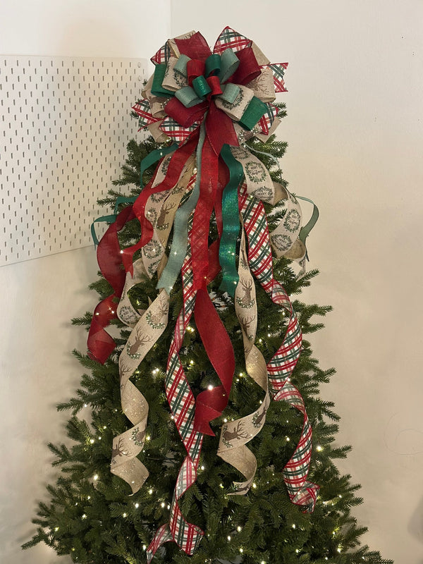 Merry Christmas Tree Topper Bow - Emerald's Avenue