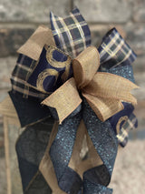 Navy Blue & Gold Christmas Lantern Bow - Emerald's Avenue