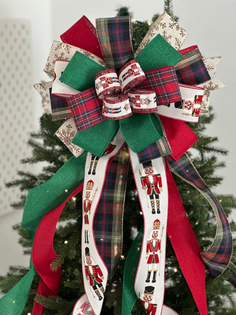 Nutcracker Christmas Tree Topper Bow - Emerald's Avenue