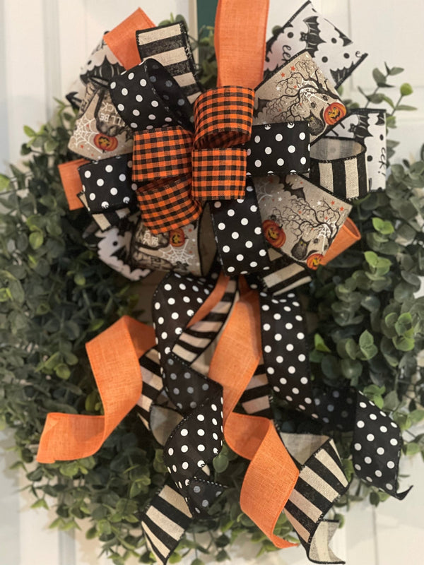 Orange & Black I'll Be Back Halloween Bow - Emerald's Avenue