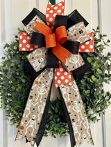 Orange, Black & White Skeletons Halloween Bow - Emerald's Avenue