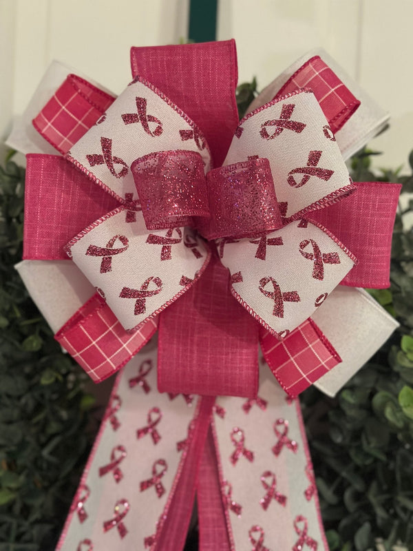 Pink Breast Cancer Awareness Bow - Emerald's Avenue